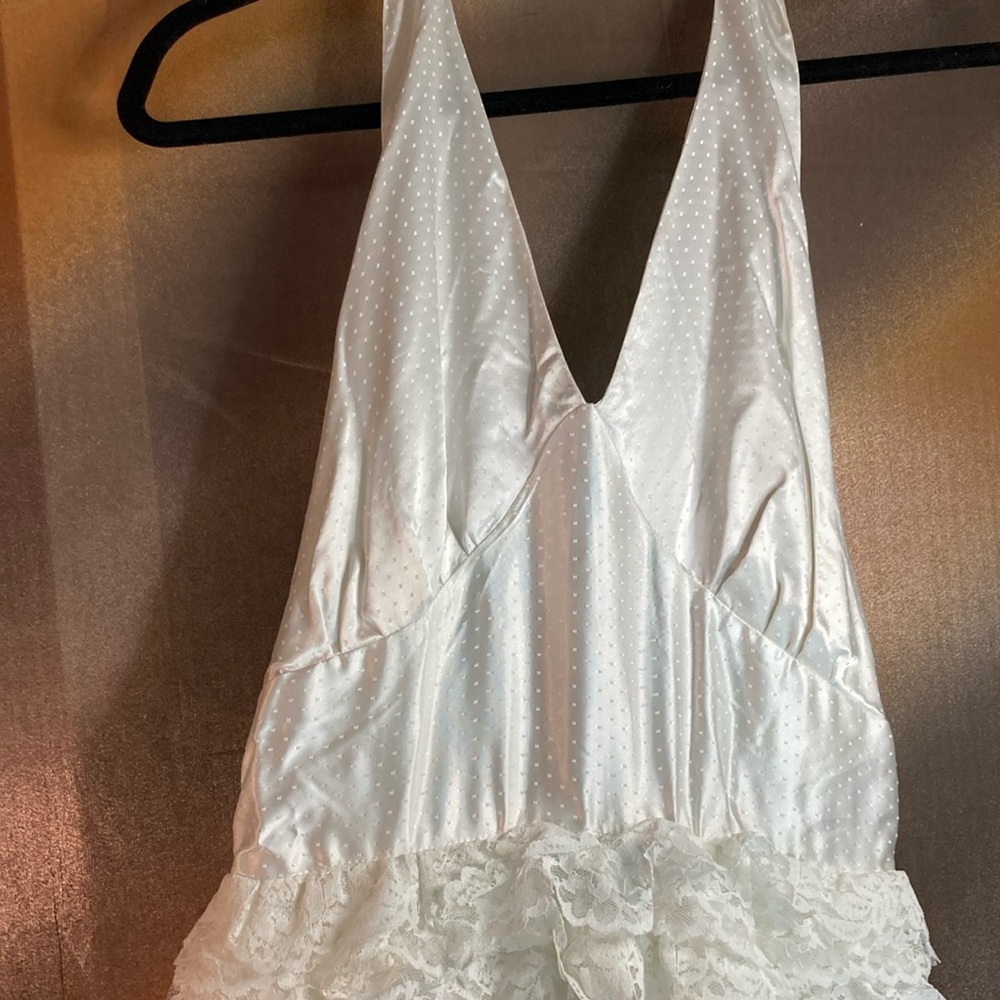 Bespoke 70’s white halter maxi dress. This is from estate of dress maker.  B25‎